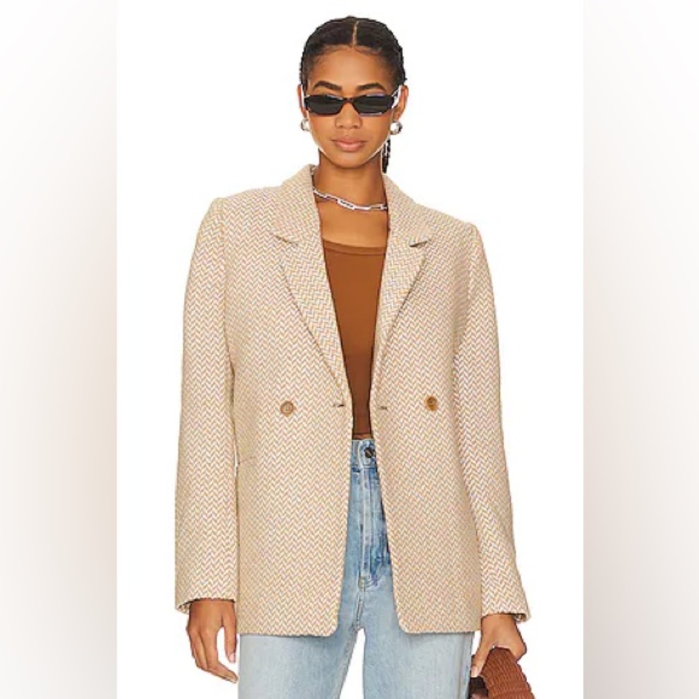 EUC Anine Bing Fishbone Blazer tan/cream M